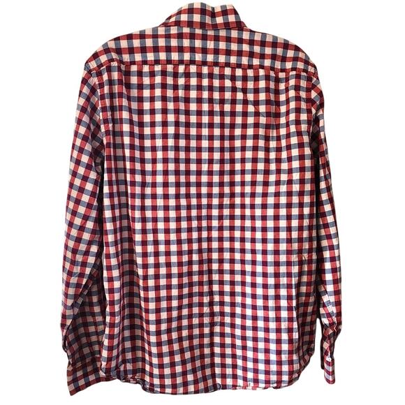 Express Long Sleeve Button Down Red White Blue Shirt Modern Fit Size Large - Picture 2 of 4